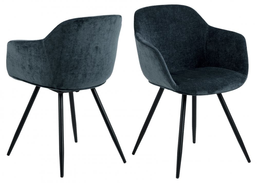 Design Scandinavia Jedálenská stolička s opierkami Noella, textil, tmavo modrá